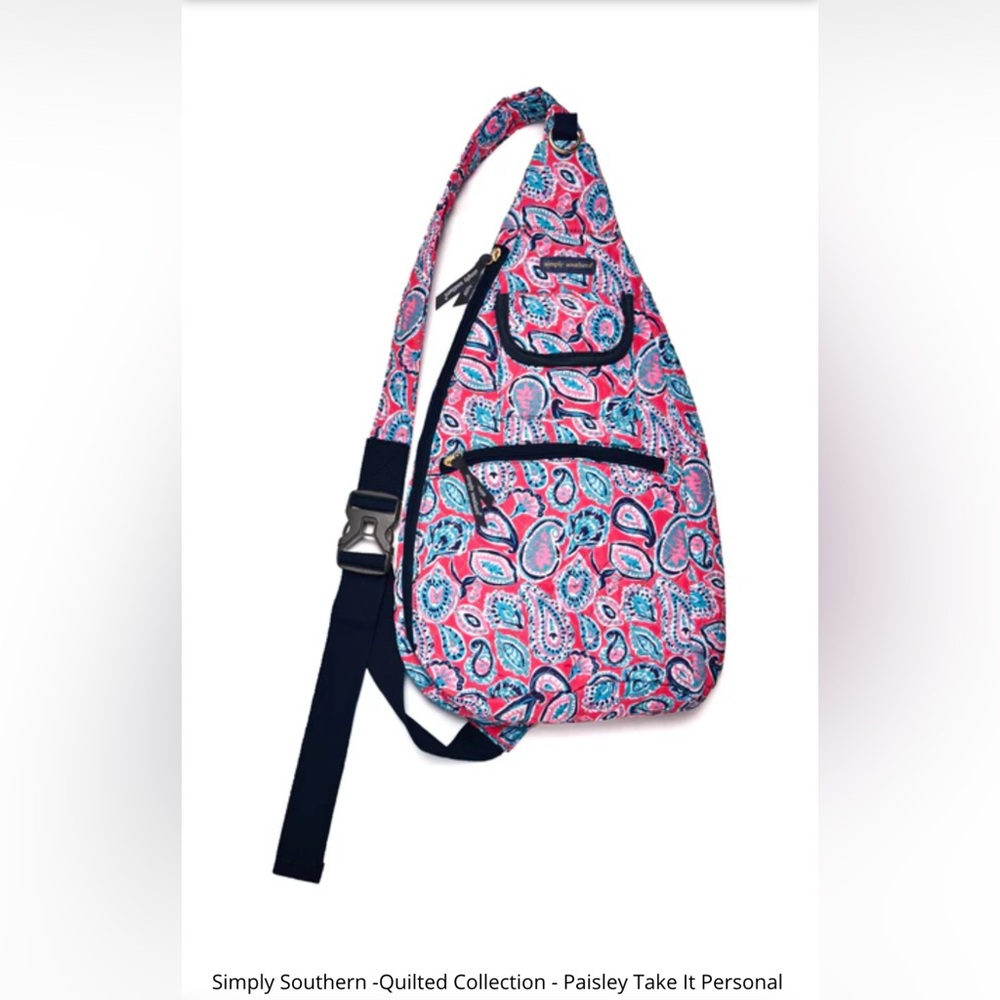 Simply Southern~Quilted Sling Bag~ Pink&Blue Paisley~Pattern No longer Available